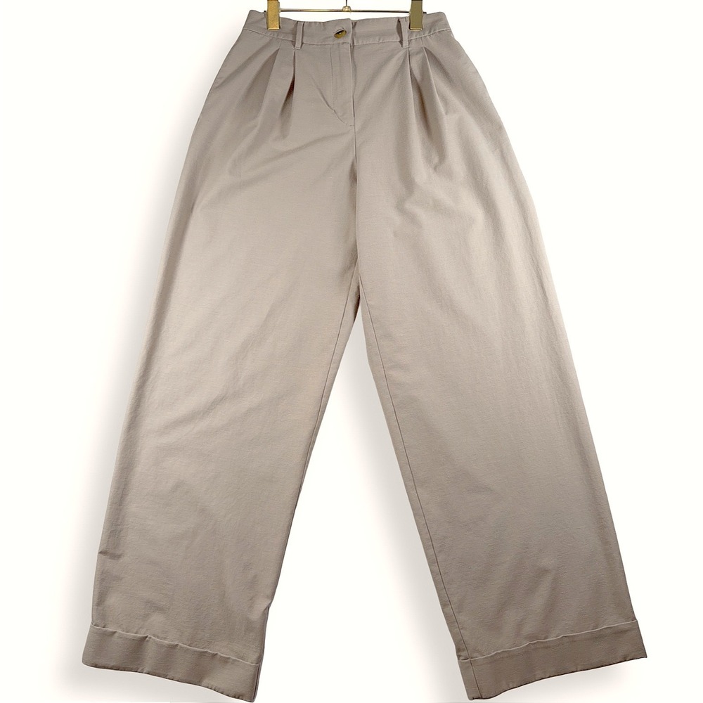 Lululemon LuluLinen Trouser Tan Linen Blend Wide Leg Pleated Pants Womens 28